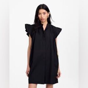 NWT Madewell Flutter Sleeve Button-Front Mini Dress in Poplin